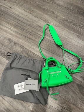 Balenciaga fluo green mini motocross bag